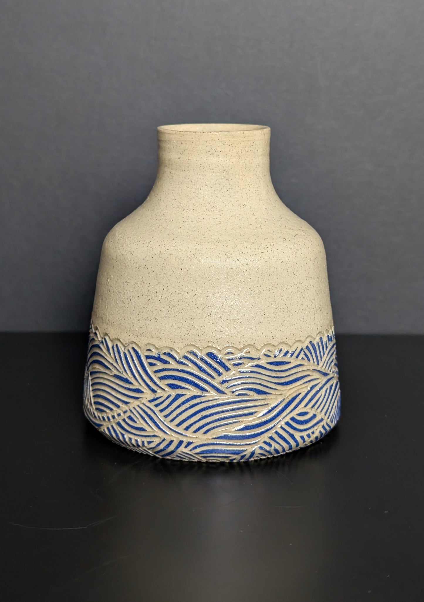 Big Blue wide neck Bottle Dip Vase