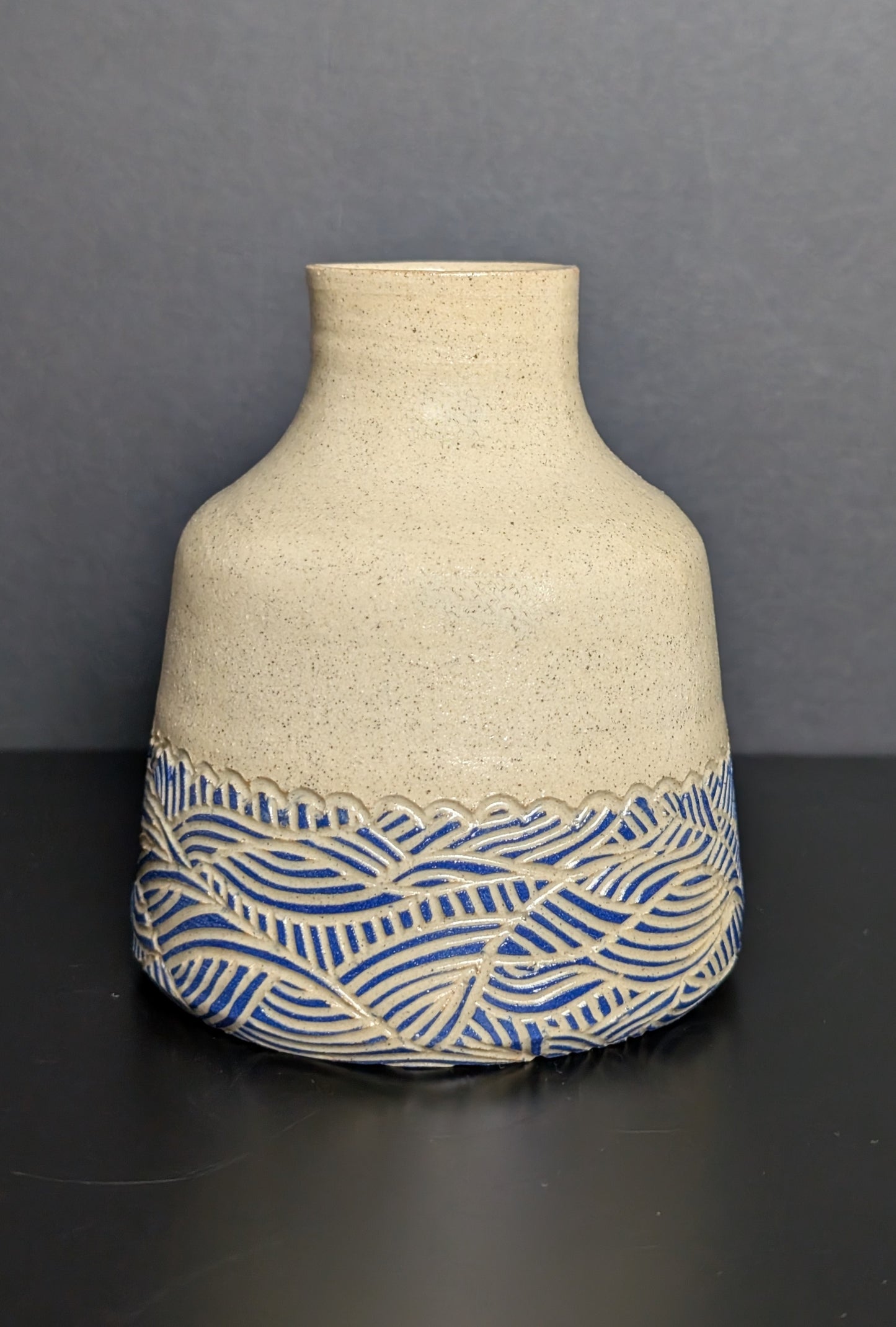 Big Blue wide neck Bottle Dip Vase