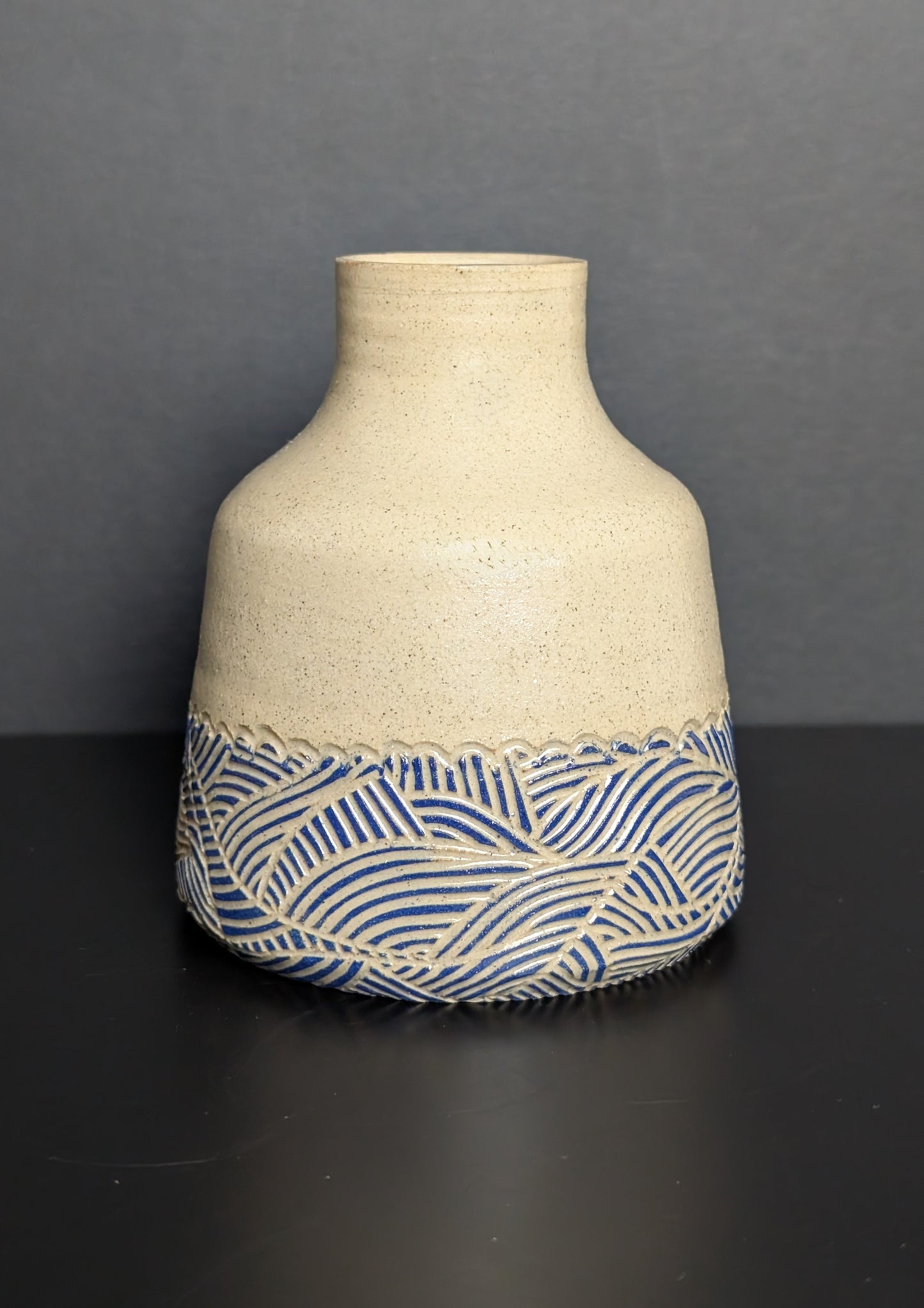 Big Blue wide neck Bottle Dip Vase