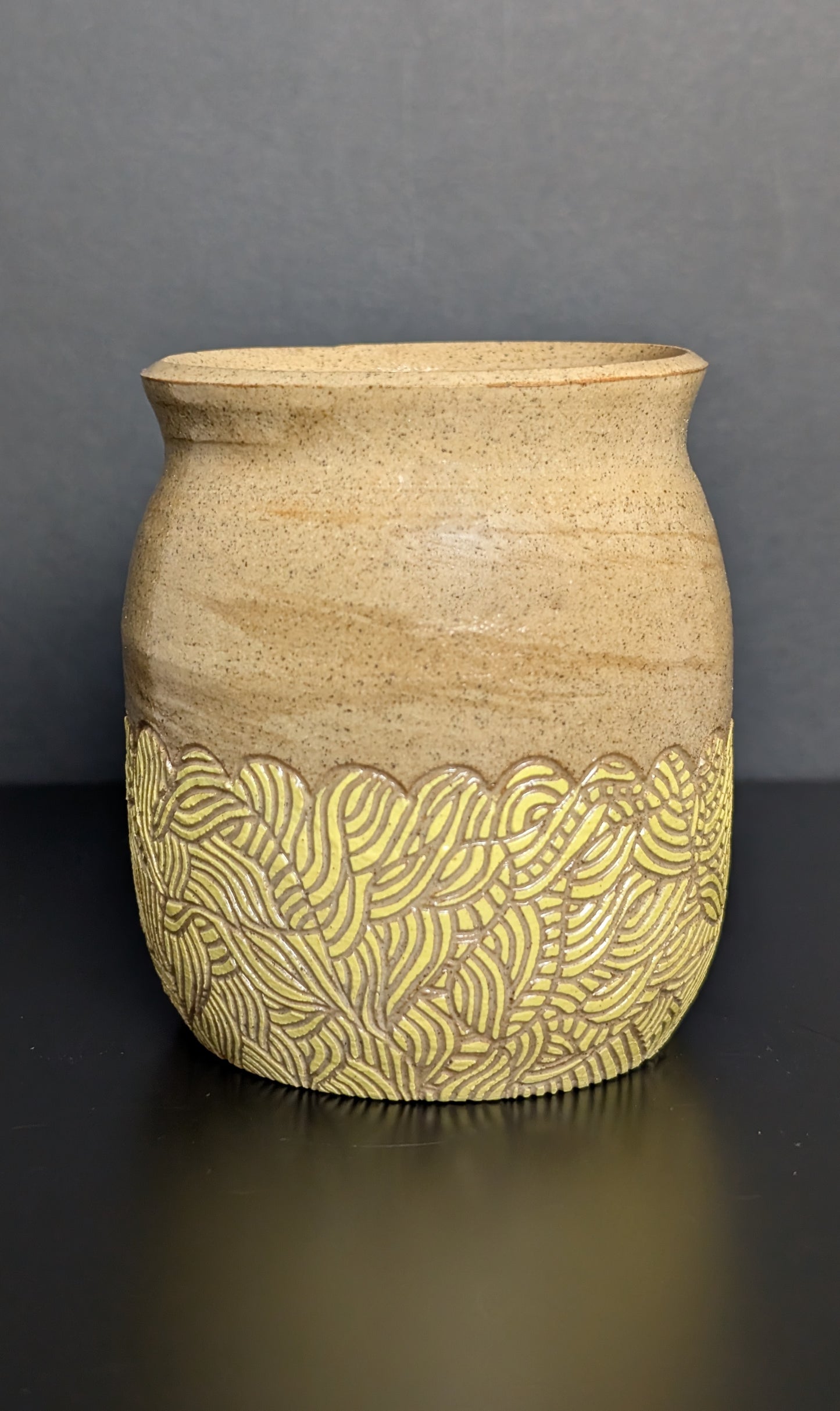Big Yellow wide neck Dip Vase