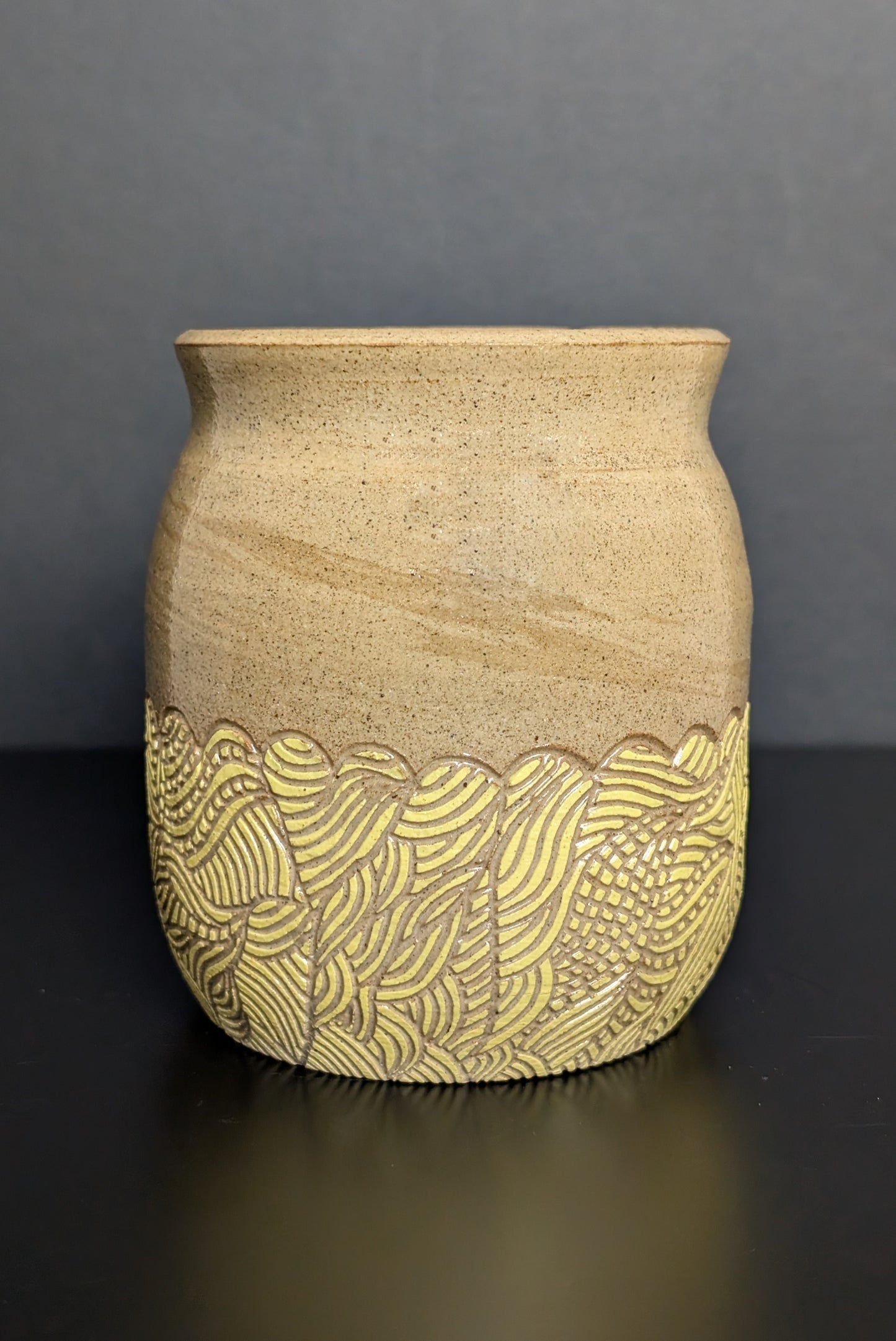 Big Yellow wide neck Dip Vase