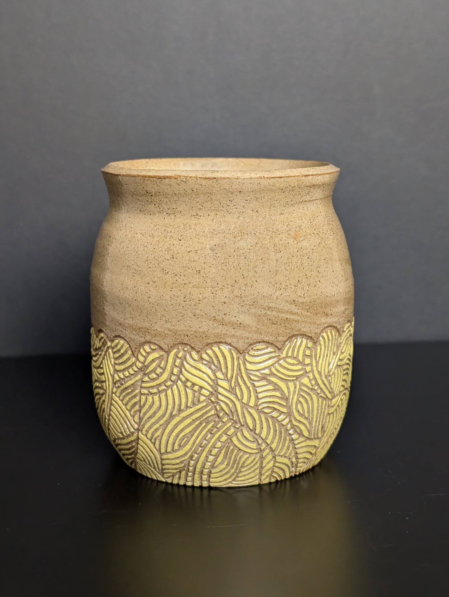 Big Yellow wide neck Dip Vase
