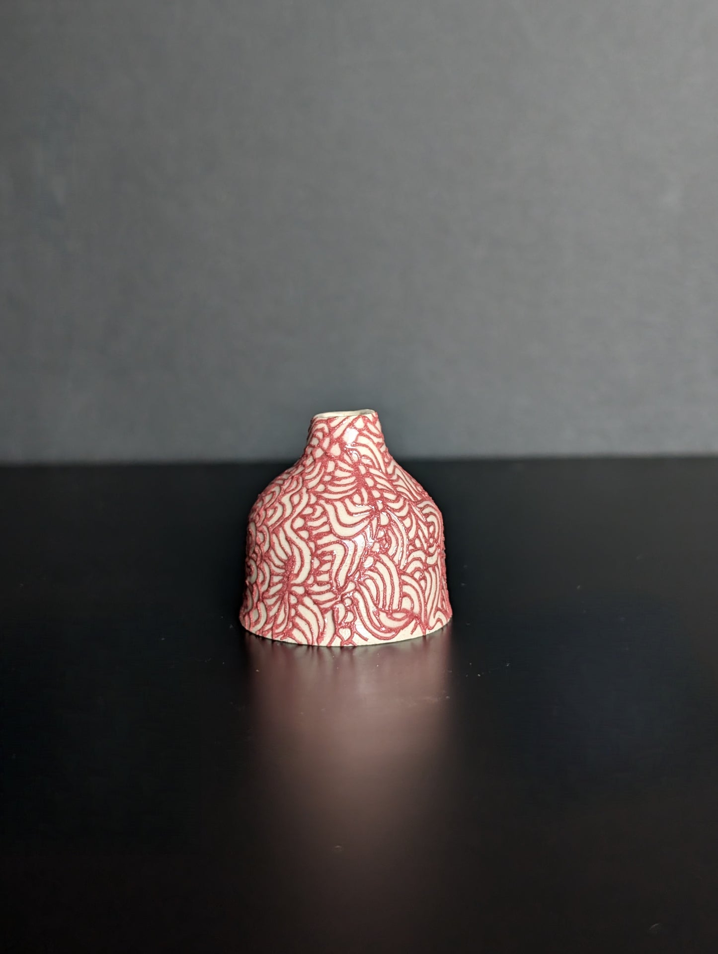 Midi Bud Vase, Slip Trail Flourish Pink Bottle