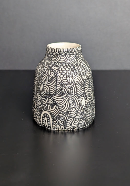 Slip Trail Flourish Black Wide Neck Bottle Vase