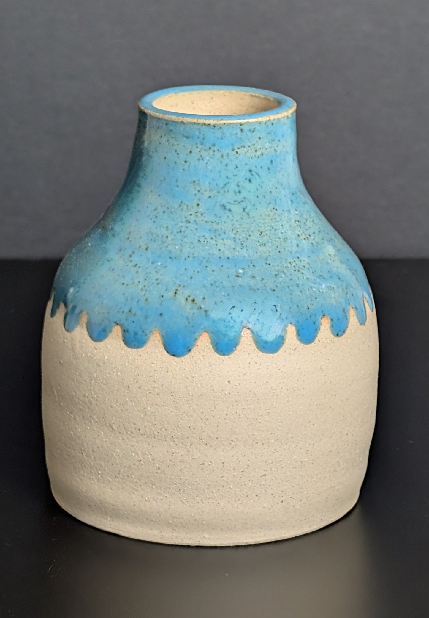 TURQUOISE GLAZE WIDE NECK VASE