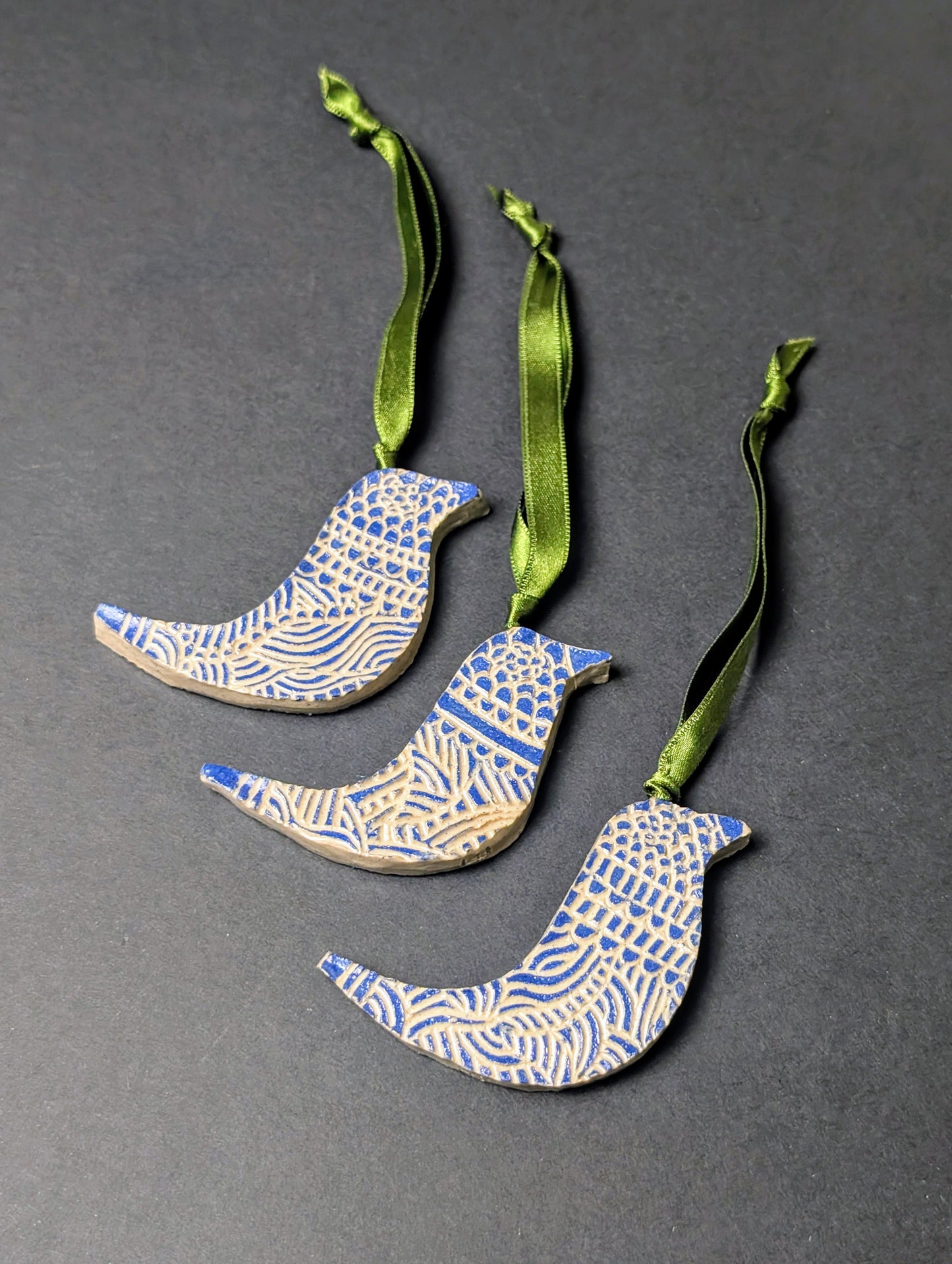 Medium Blue Bird Sgraffito Decoration hanging