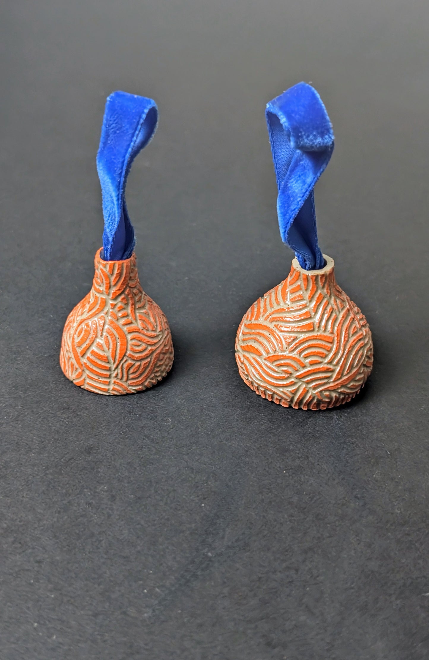 Orange Sgraffito decorative bell hanging