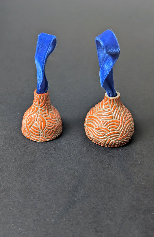 Orange Sgraffito decorative bell hanging