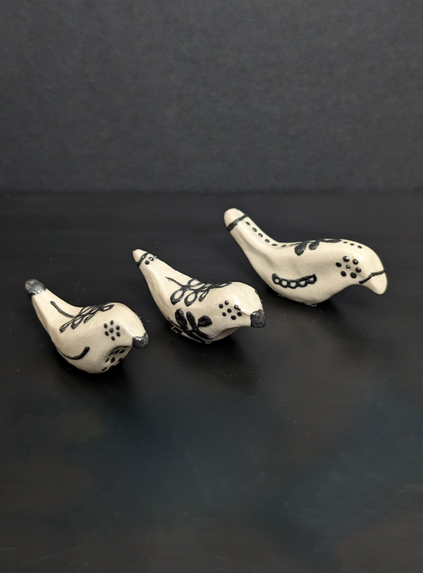 Small - Folk Flowers Bird Figurine with slip trail decoration -£20