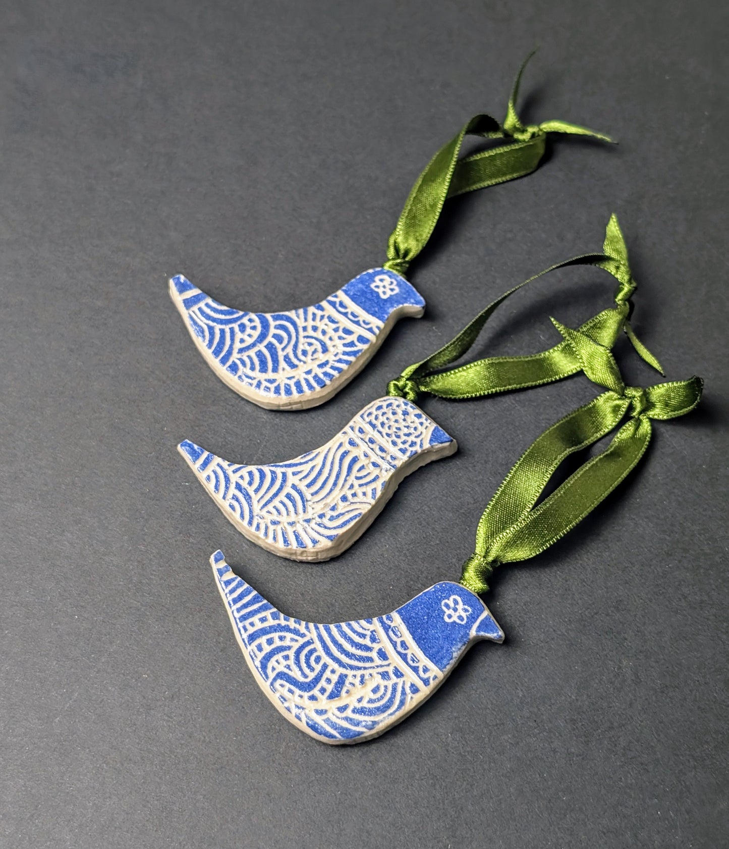 Small Blue Bird Sgraffito Decoration hanging