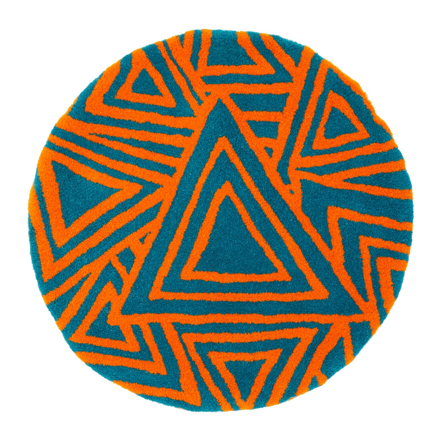 SUMMER - HANDMADE ORANGE AND TURQUOISE CIRCULAR RUG