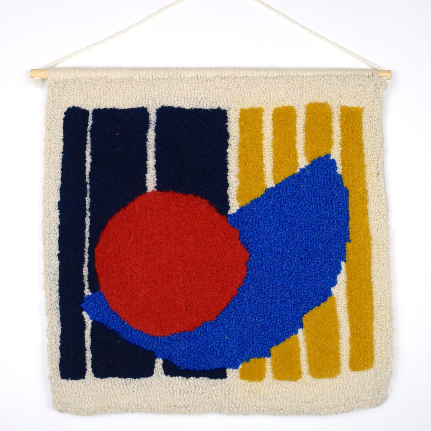 OFF TO SEA - Mustard, Red and Blue - Hand Tufted Wall Hanging