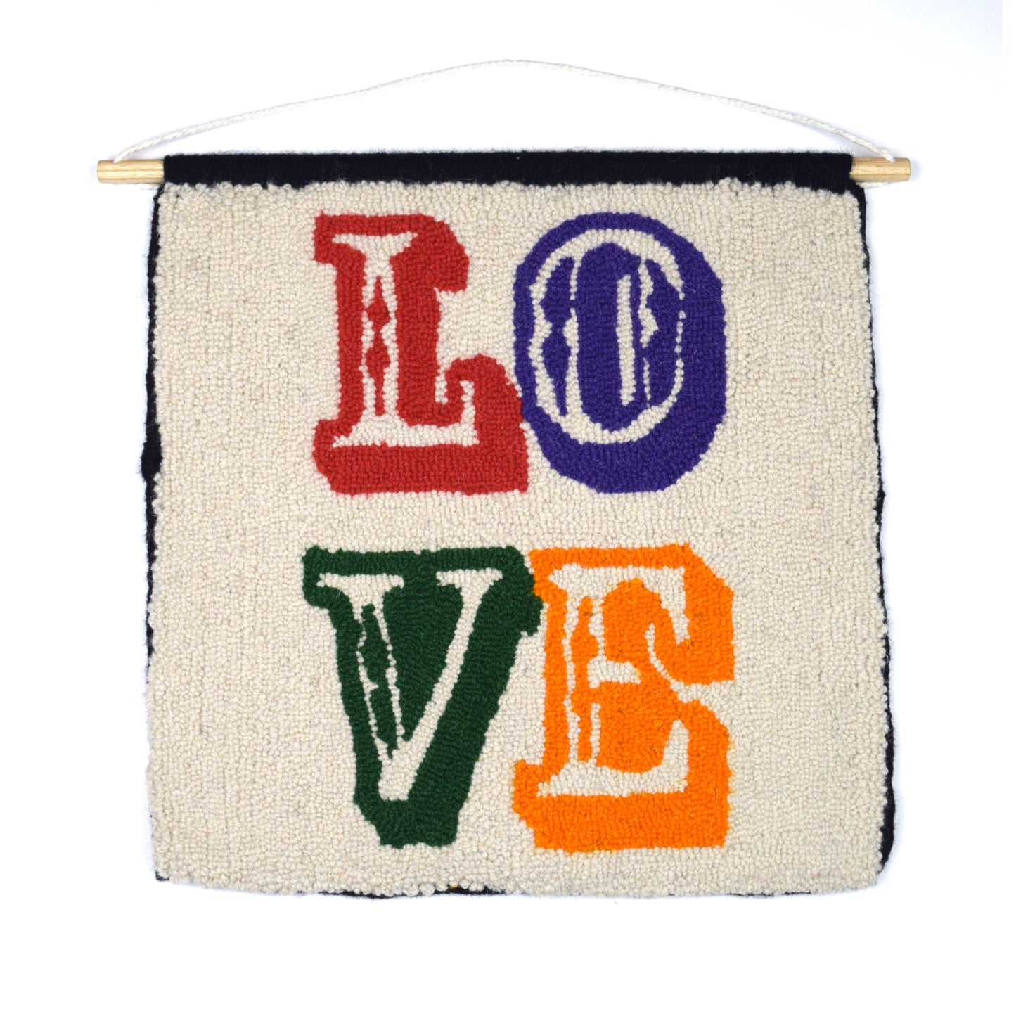 LOVE, Hand Tufted Multi-Coloured Wall Art