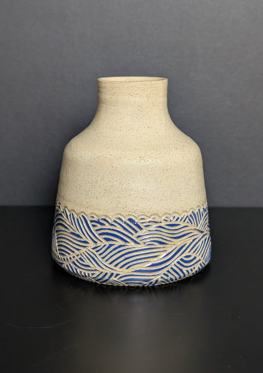 Big Blue wide neck Bottle Dip Vase