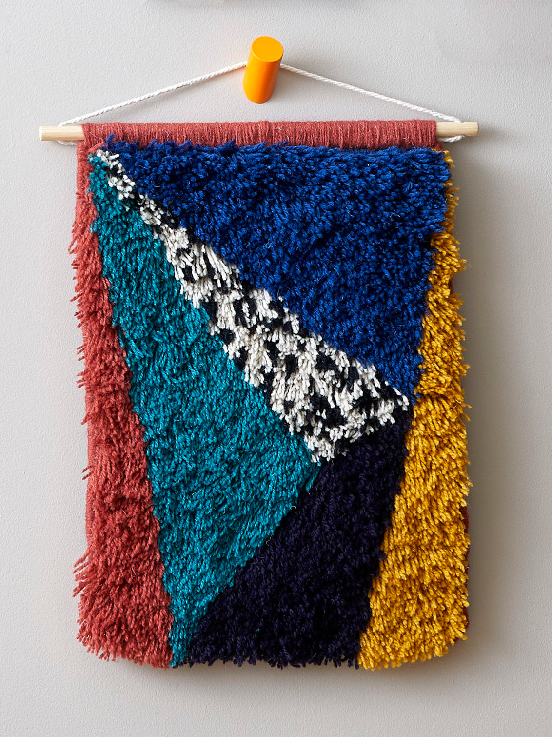 SEASIDE AND SUNSHINE, BLUE, CORAL AND MUSTARD CONTEMPORARY WALL HANGING