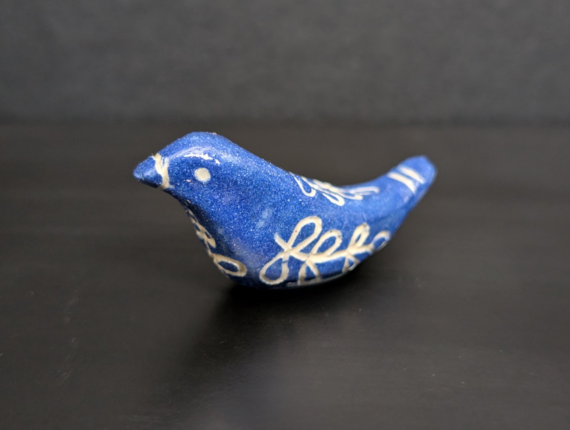Sgraffito Blue Bird Figurine - small Folk £20