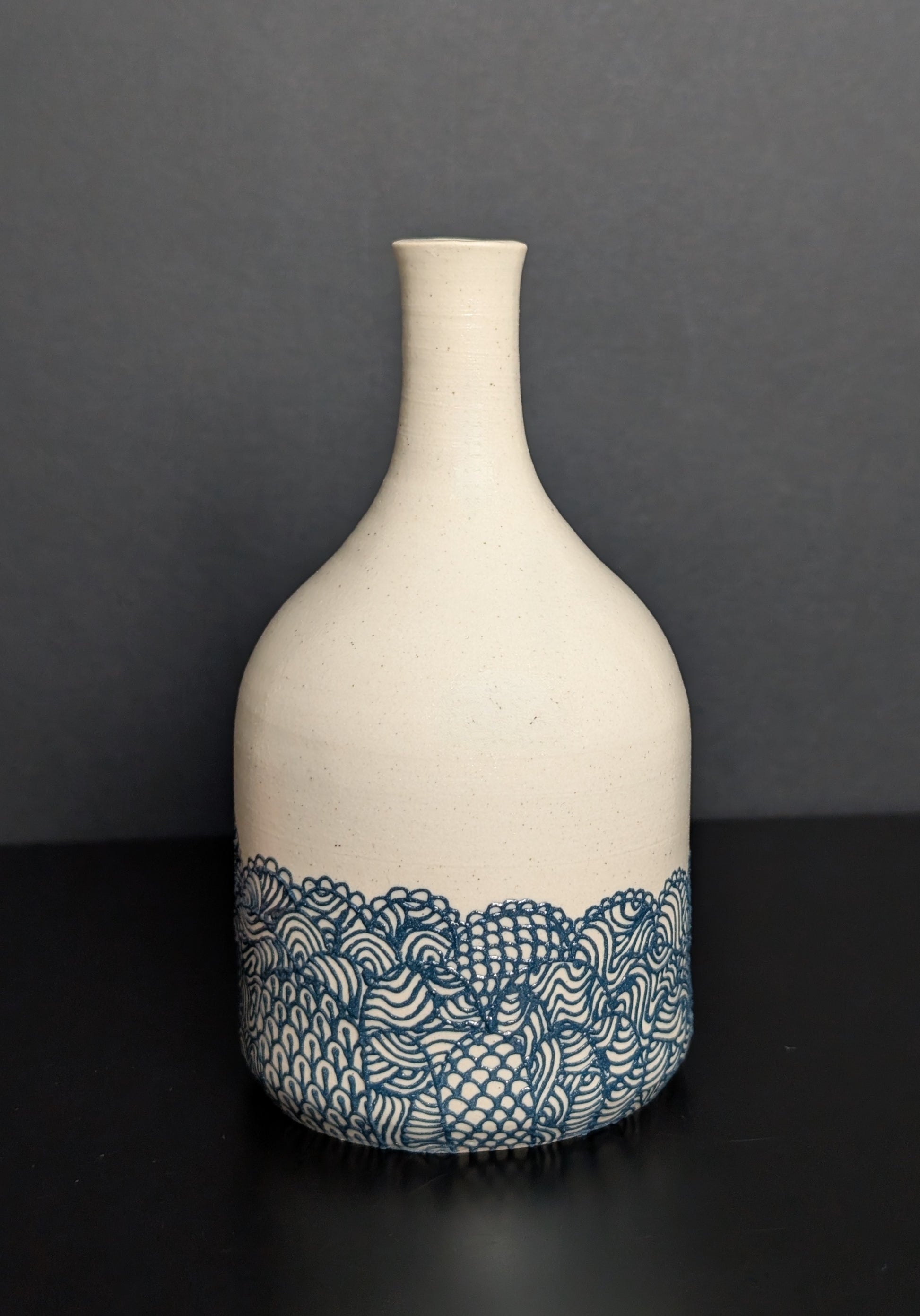 Teal Lacey Slip Trail Bottle Vase £175