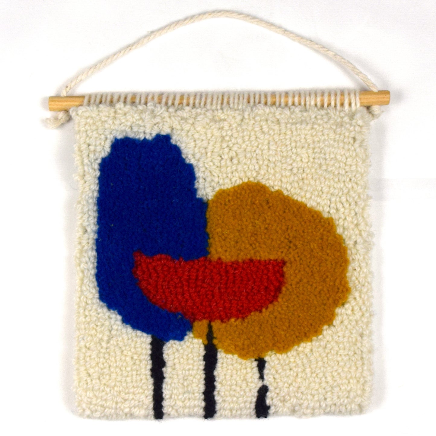 PRIMARY ABSTRACT GARDEN - Mustard, Blue and Red - Hand Tufted Wall Hanging