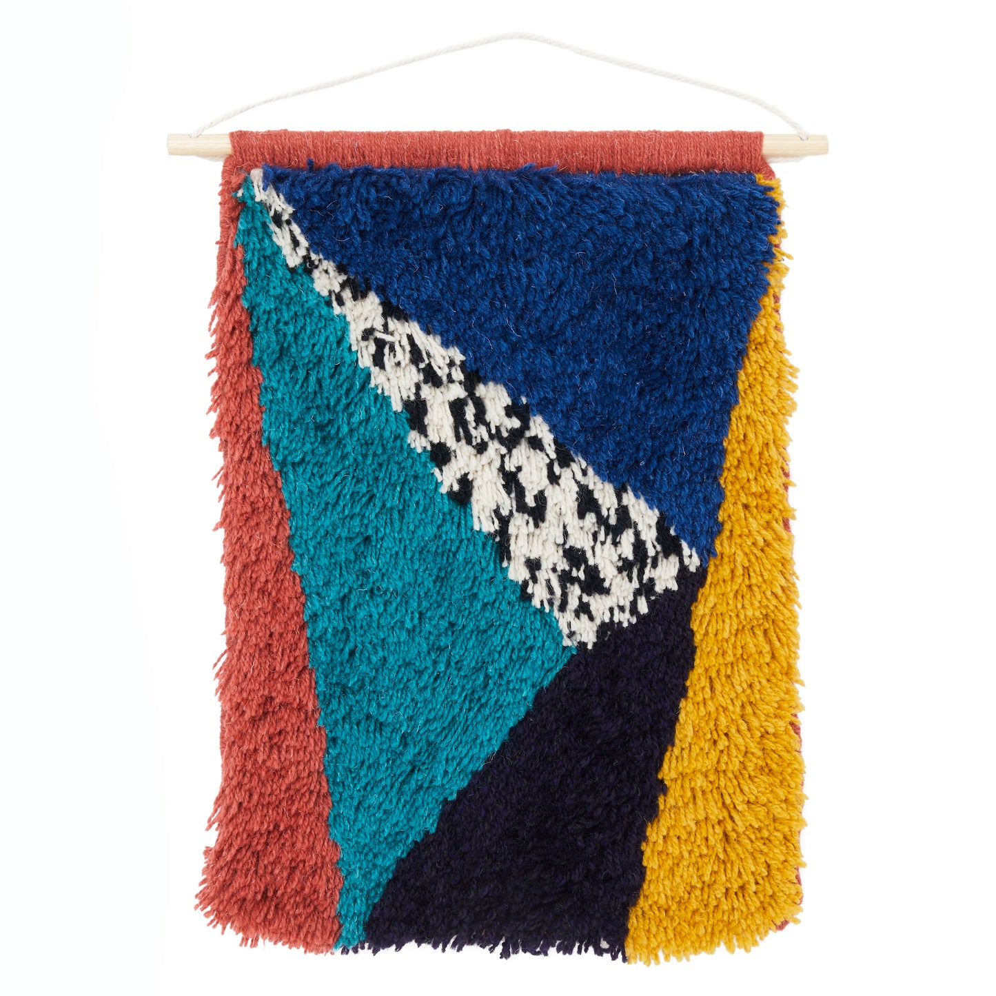 SEASIDE AND SUNSHINE, BLUE, CORAL AND MUSTARD CONTEMPORARY WALL HANGING